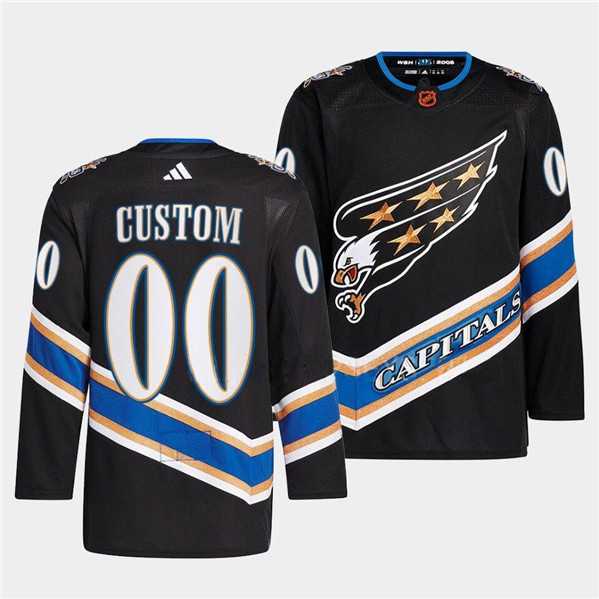 Men%27s Washington Capitals Custom Black 2022-23 Reverse Retro Stitched Jersey->customized nhl jersey->Custom Jersey